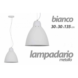 [GIC735523] lampadario bianco in metallo stile urban industrial cm 30 x 30 x 1.35 h