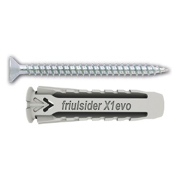 [1921820] 100 PZ - Tassello Nylon 'X1 EVO' con Vite TPS Truciolare mm 5x25 e Vite 4x30 Friulsider