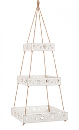 [B0938198] 2x Vassoio Sospeso Hilaris 3P Rett Bianco